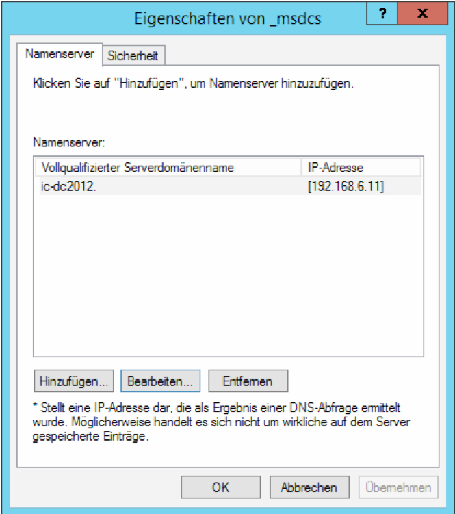 Eintrag DNS-Server in DNS setzen