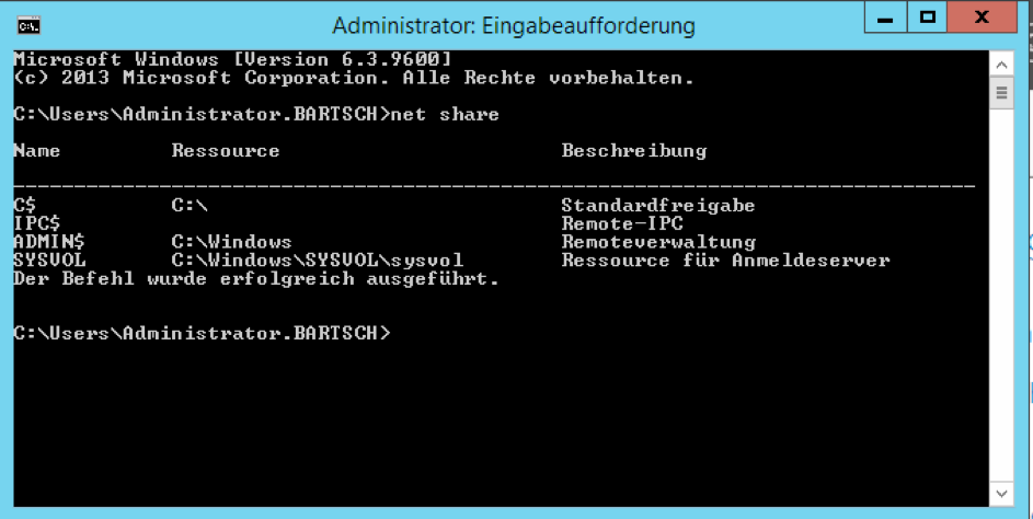 Kontrolle Sysvol-Ordner vorhanden über CMD