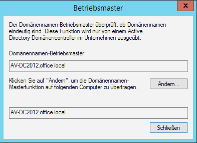 Neuen Betriebsmaster Server auswählen